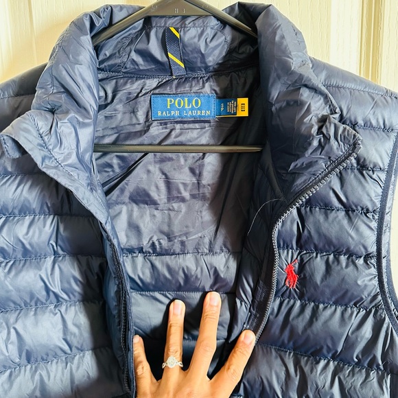 POLO Ralph Lauren Navy Blue The Colden Packable Glossed Vest - Picture 2 of 15